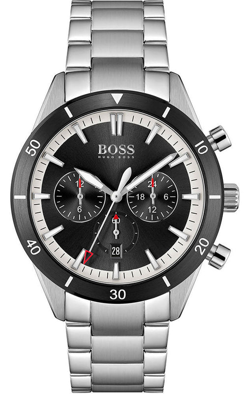 Buy Shop Hugo Boss Santiago Black Dial Silver Steel Strap Watch for Men - 1513862 USA Online