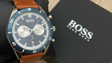 Buy Shop Hugo Boss Santiago Blue Dial Brown Leather Strap Watch for Men - 1513860 USA Online