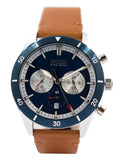 Buy Shop Hugo Boss Santiago Blue Dial Brown Leather Strap Watch for Men - 1513860 USA Online