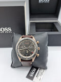 Buy Shop Hugo Boss Santiago Chronograph Grey Dial Brown Leather Strap Watch for Men - 1513861 USA Online
