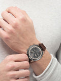 Buy Shop Hugo Boss Santiago Chronograph Grey Dial Brown Leather Strap Watch for Men - 1513861 USA Online