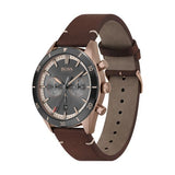 Buy Shop Hugo Boss Santiago Chronograph Grey Dial Brown Leather Strap Watch for Men - 1513861 USA Online