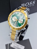 Buy Shop Hugo Boss Santiago Green Dial Two Tone Steel Strap Watch for Men - 1513872 USA Online