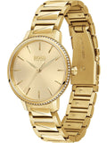 Buy Shop Hugo Boss Signature Gold Dial Gold Steel Strap Watch for Women - 1502541 USA Online