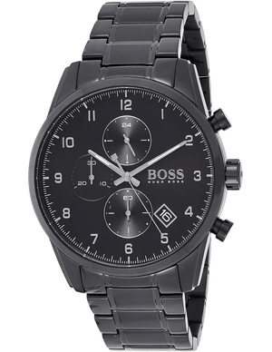 Buy Shop Hugo Boss Skymaster Chronograph Black Dial Black Steel Strap Watch for Men - 1513785 USA Online