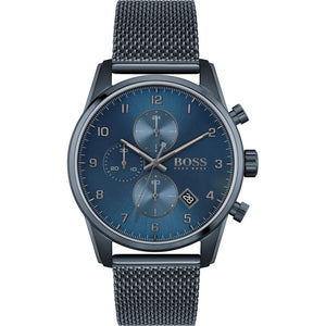 Hugo Boss Skymaster Chronograph Blue Dial Blue Mesh Bracelet Watch for Men - 1513836
