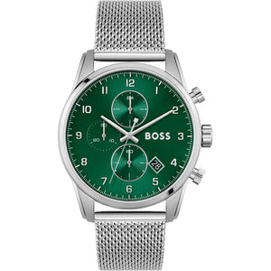 Buy Shop Hugo Boss Skymaster Green Dial Silver Mesh Bracelet Watch for Men - 1513938 USA Online