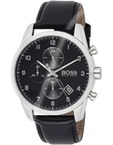 Buy Shop Hugo Boss Skymaster Black Dial Black Leather Strap Watch for Men - 1513782 USA Online