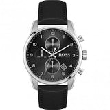 Buy Shop Hugo Boss Skymaster Black Dial Black Leather Strap Watch for Men - 1513782 USA Online