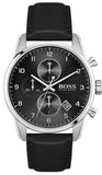 Buy Shop Hugo Boss Skymaster Black Dial Black Leather Strap Watch for Men - 1513782 USA Online