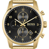 Buy Shop Hugo Boss Skymaster Black Dial Gold Mesh Bracelet Watch for Men - 1513838 USA Online
