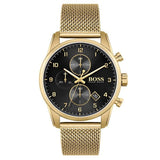 Buy Shop Hugo Boss Skymaster Black Dial Gold Mesh Bracelet Watch for Men - 1513838 USA Online