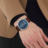 Buy Shop Hugo Boss Skymaster Blue Dial Brown Leather Strap Watch for Men - 1513940 USA Online