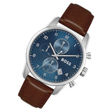 Buy Shop Hugo Boss Skymaster Blue Dial Brown Leather Strap Watch for Men - 1513940 USA Online