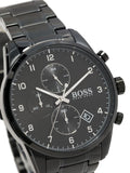 Buy Shop Hugo Boss Skymaster Chronograph Black Dial Black Steel Strap Watch for Men - 1513785 USA Online