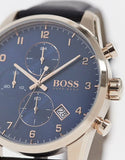 Buy Shop Hugo Boss Skymaster Chronograph Blue Dial Black Leather Strap Watch for Men - 1513783 USA Online