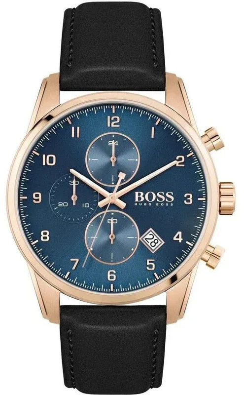 Buy Shop Hugo Boss Skymaster Chronograph Blue Dial Black Leather Strap Watch for Men - 1513783 USA Online