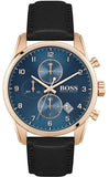Buy Shop Hugo Boss Skymaster Chronograph Blue Dial Black Leather Strap Watch for Men - 1513783 USA Online