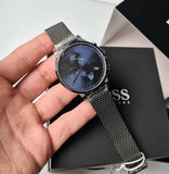 Buy Shop Hugo Boss Skymaster Chronograph Grey Dial Grey Mesh Bracelet Watch for Men - 1513934 USA Online