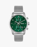 Buy Shop Hugo Boss Skymaster Green Dial Silver Mesh Bracelet Watch for Men - 1513938 USA Online
