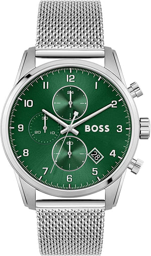 Buy Shop Hugo Boss Skymaster Green Dial Silver Mesh Bracelet Watch for Men - 1513938 USA Online