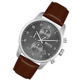 Buy Shop Hugo Boss Skymaster Grey Dial Brown Leather Strap Watch for Men - 1513787 USA Online