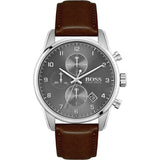 Buy Shop Hugo Boss Skymaster Grey Dial Brown Leather Strap Watch for Men - 1513787 USA Online