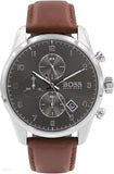 Buy Shop Hugo Boss Skymaster Grey Dial Brown Leather Strap Watch for Men - 1513787 USA Online
