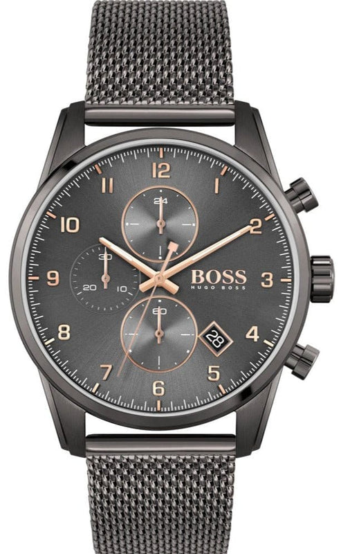 Buy Shop Hugo Boss Skymaster Grey Dial Grey Mesh Bracelet Watch for Men - 1513837 USA Online