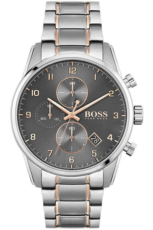 Buy Shop Hugo Boss Skymaster Grey Dial Two Tone Steel Strap Watch for Men - 1513789 USA Online
