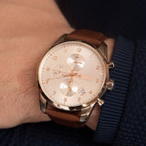 Buy Shop Hugo Boss Skymaster White Dial Brown Leather Strap Watch for Men - 1513786 USA Online