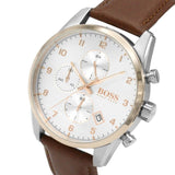 Buy Shop Hugo Boss Skymaster White Dial Brown Leather Strap Watch for Men - 1513786 USA Online