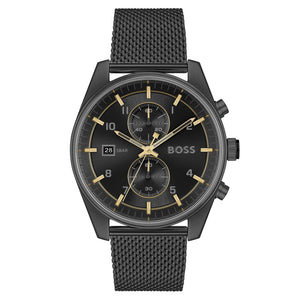 Buy Shop Hugo Boss Skytraveller Chronograph Black Dial Black Mesh Strap Watch for Men - 1514150 USA Online