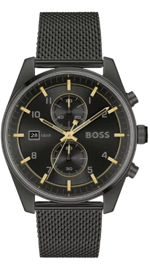 Buy Shop Hugo Boss Skytraveller Chronograph Black Dial Black Mesh Strap Watch for Men - 1514150 USA Online