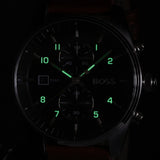 Buy Shop Hugo Boss Skytraveller Chronograph Black Dial Blue Leather Strap Watch for Men - 1514161 USA Online