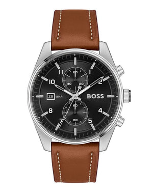 Buy Shop Hugo Boss Skytraveller Chronograph Black Dial Blue Leather Strap Watch for Men - 1514161 USA Online