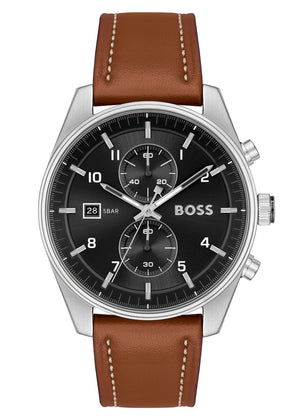 Buy Shop Hugo Boss Skytraveller Chronograph Black Dial Blue Leather Strap Watch for Men - 1514161 USA Online