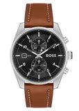 Buy Shop Hugo Boss Skytraveller Chronograph Black Dial Blue Leather Strap Watch for Men - 1514161 USA Online