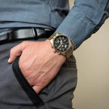 Buy Shop Hugo Boss Skytraveller Chronograph Black Dial Gold Steel Strap Watch for Men - 1514152 USA Online