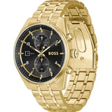 Buy Shop Hugo Boss Skytraveller Chronograph Black Dial Gold Steel Strap Watch for Men - 1514152 USA Online