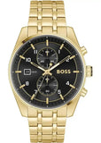 Buy Shop Hugo Boss Skytraveller Chronograph Black Dial Gold Steel Strap Watch for Men - 1514152 USA Online