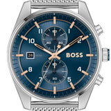 Buy Shop Hugo Boss Skytraveller Chronograph Blue Dial Silver Mesh Strap Watch for Men - 1514149 USA Online