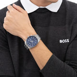 Buy Shop Hugo Boss Skytraveller Chronograph Blue Dial Silver Steel Strap Watch for Men - 1514216 USA Online