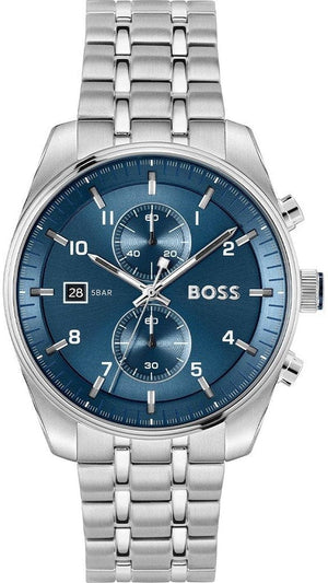 Buy Shop Hugo Boss Skytraveller Chronograph Blue Dial Silver Steel Strap Watch for Men - 1514216 USA Online
