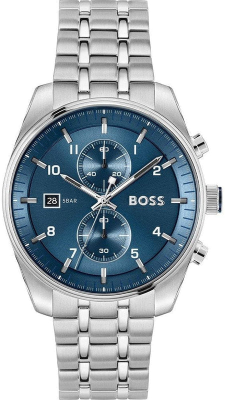 Buy Shop Hugo Boss Skytraveller Chronograph Blue Dial Silver Steel Strap Watch for Men - 1514216 USA Online