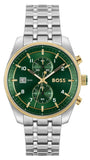 Buy Shop Hugo Boss Skytraveller Chronograph Green Dial Silver Steel Strap Watch for Men - 1514195 USA Online