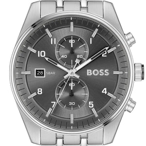 Buy Shop Hugo Boss Skytraveller Chronograph Grey Dial Silver Steel Strap Watch for Men - 1514151 USA Online