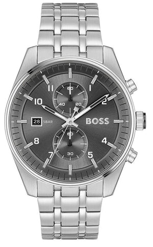 Buy Shop Hugo Boss Skytraveller Chronograph Grey Dial Silver Steel Strap Watch for Men - 1514151 USA Online