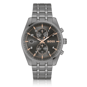 Buy Shop Hugo Boss Skytraveller Chronograph Gunmetal Grey Dial Grey Steel Strap Watch for Men - 1514153 USA Online