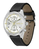 Buy Shop Hugo Boss Skytraveller Chronograph Silver Dial Black Leather Strap Watch for Men - 1514147 USA Online